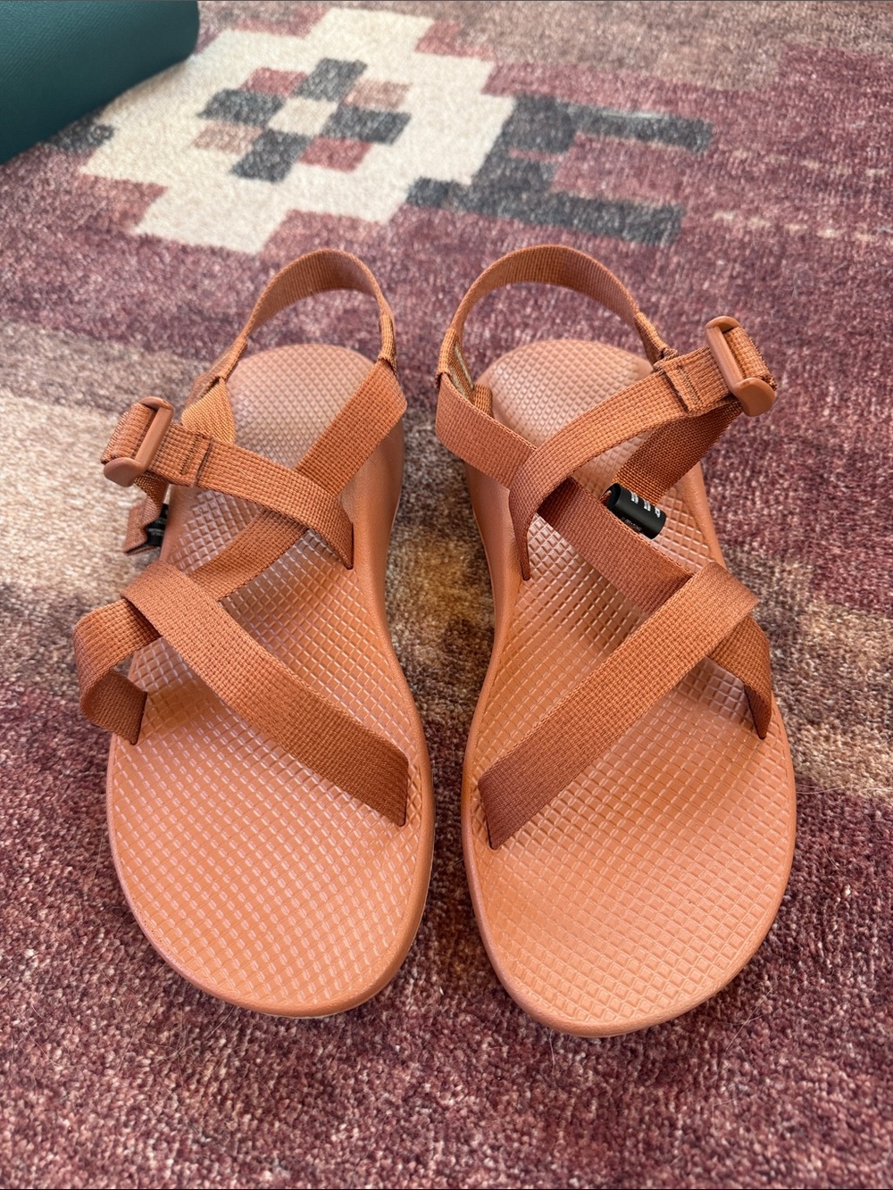 Womens coral/rust chacos NWOT